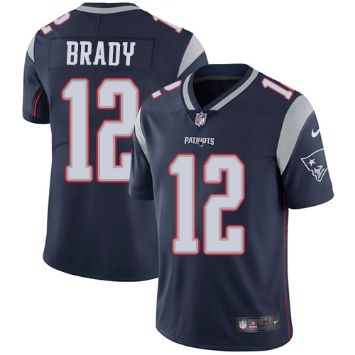 Nike Patriots #12 Tom Brady Navy Blue Team Color Youth Stitched NFL Vapor Untouchable Limited Jersey - Click Image to Close